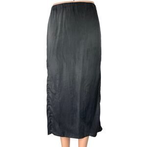 H&M Black Side Slit High Waisted Lightweight Casual Straight Midi Skirt Size L
